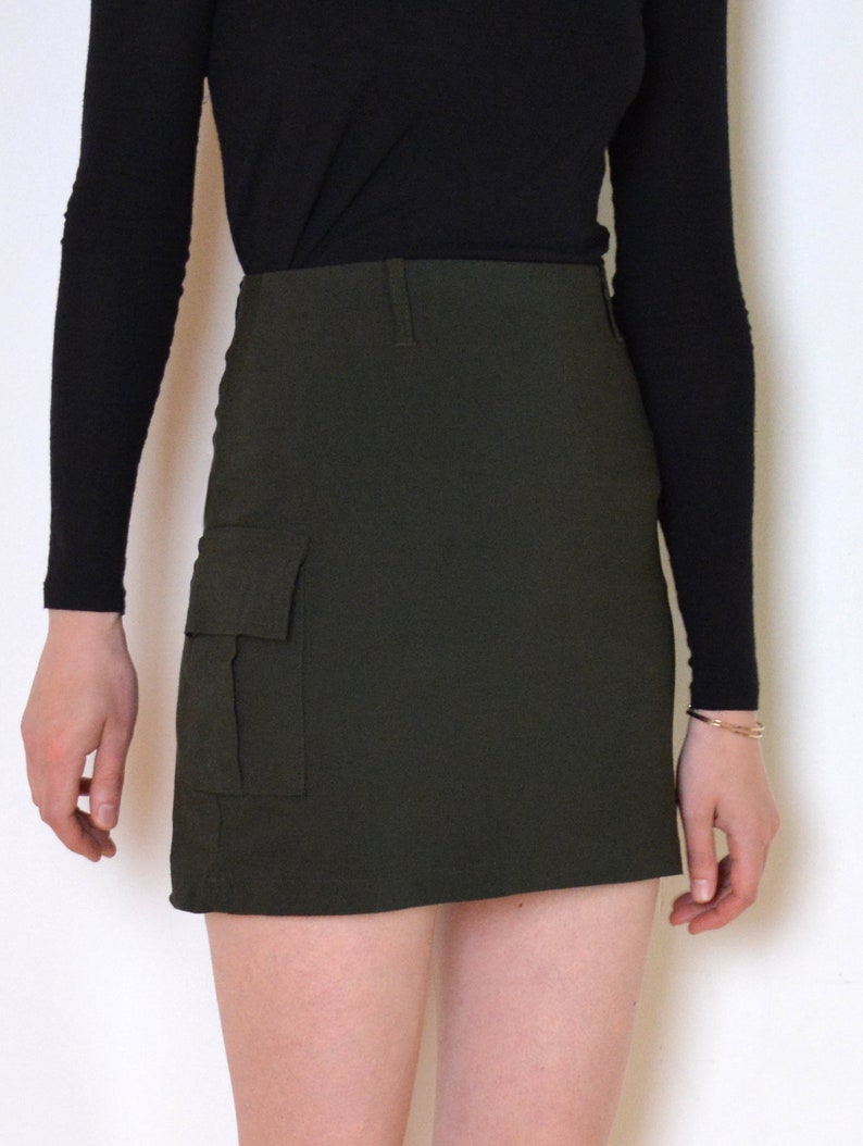 90's Army Green Cargo Skirt Mini High Waisted Early 2k Etsy