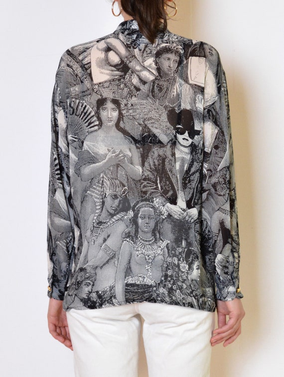 90's Queen Print Moschino Shirt, Black and White Made in