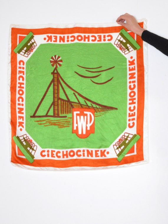 60's Polish health spa scarf, graduation tower re… - image 3