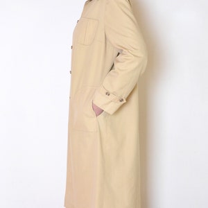 70's beige coat, classic knee length coat, retro old fashioned mac midi coat size medium large image 3