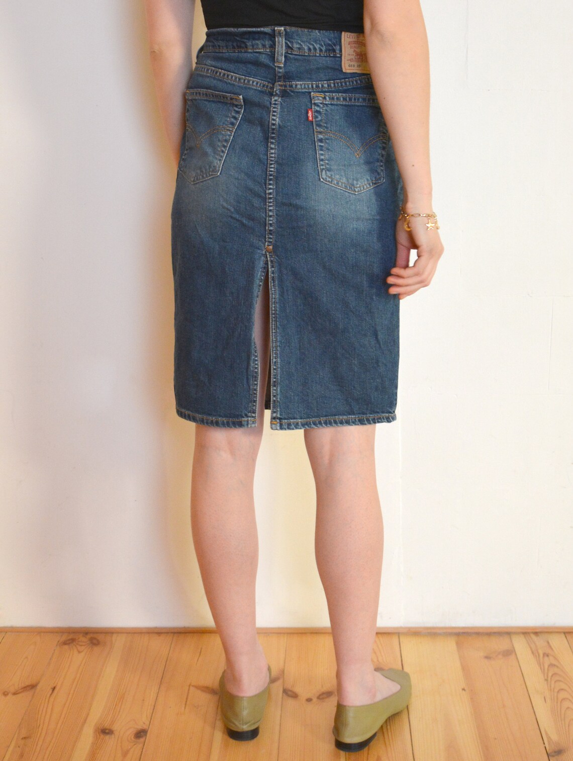 90's Levi Strauss Denim Skirt With Slits Levi's High Etsy