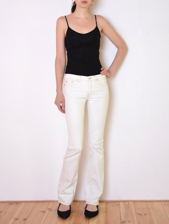 vintage Roberto Cavalli white flared jeans, nauti… - image 1