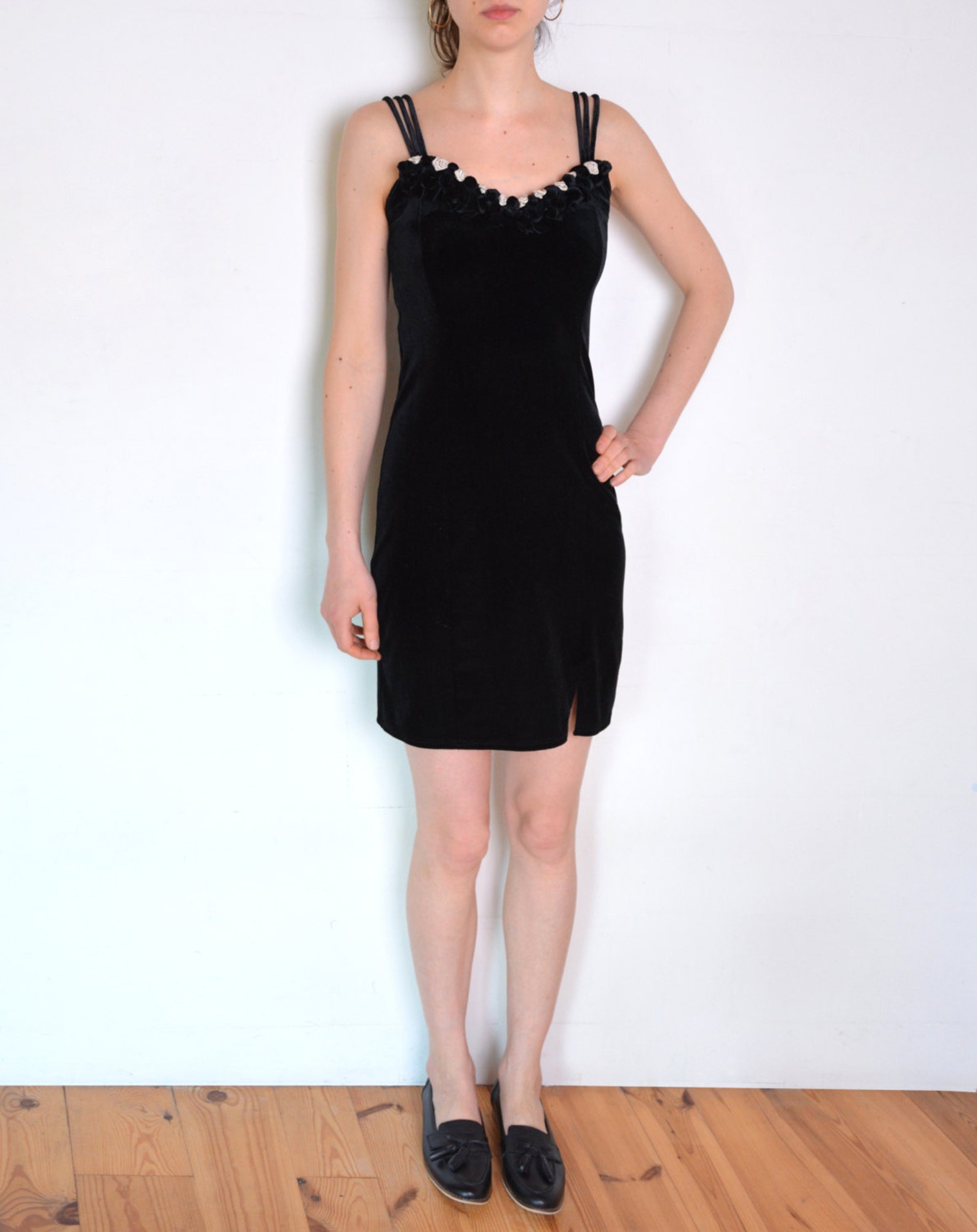 80's/90's Glittery Velvet Little Black Dress