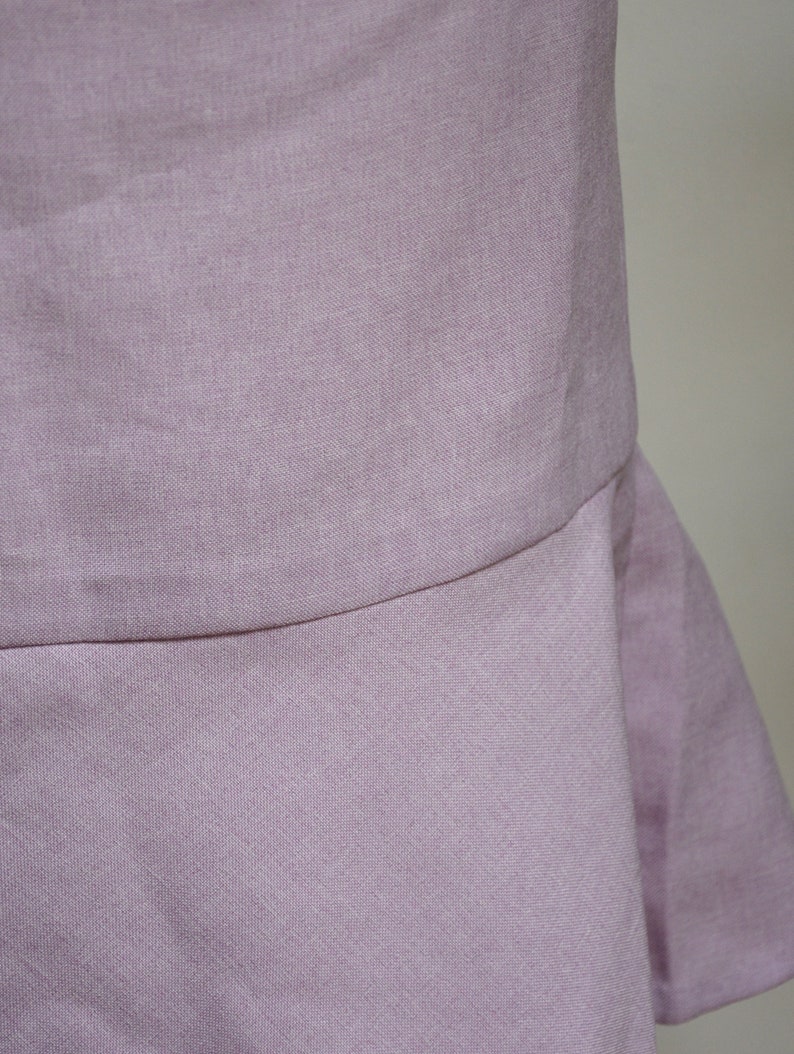 90's pastel violet pink skirt with frill, ruffle trim high waisted pencil skirt, retro vintage small medium image 7