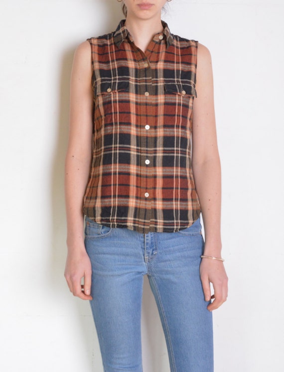 90's Ralph Lauren flax blouse, check plaid sleeve… - image 3