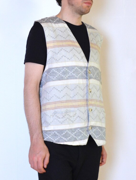 90's Southwestern style vest, geometric woven fla… - image 3