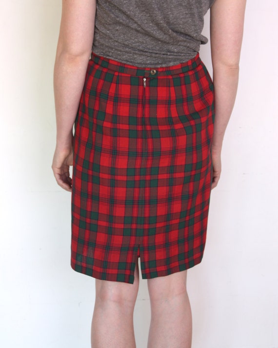 80's tartan pencil skirt, high waisted plaid penc… - image 3