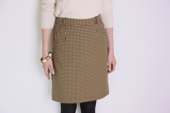 Black and gold plaid skirt hotsell