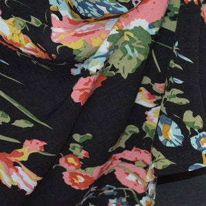 90's floral mini dress, sleeveless black flowers print summer dress, flared a line mini festival dress size medium or large image 6