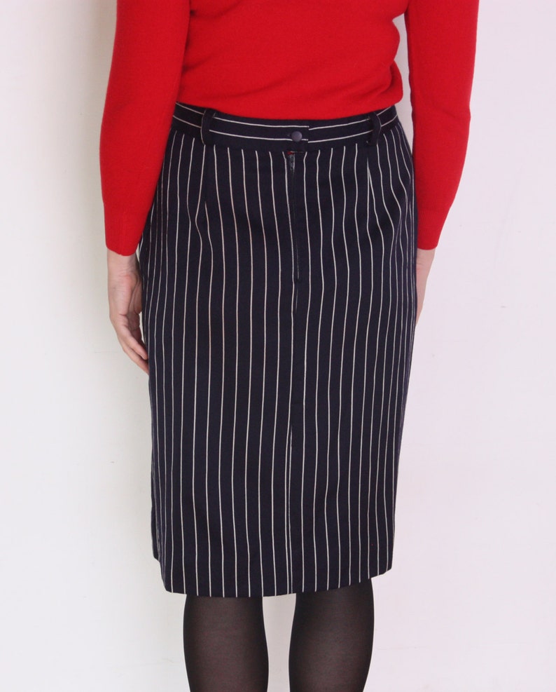 80's Italian Wool Pinstripe Skirt Midi Skirt Striped - Etsy