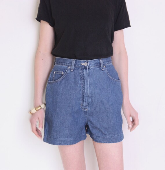 high waisted shorts blue