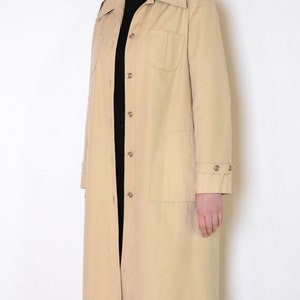 70's beige coat, classic knee length coat, retro old fashioned mac midi coat size medium large image 2