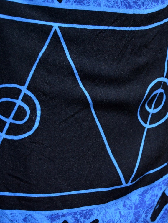 90's wrap skirt, fish print black and blue, seasi… - image 6