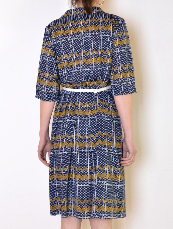 70's mixed print midi dress with pleated skirt, b… - image 5