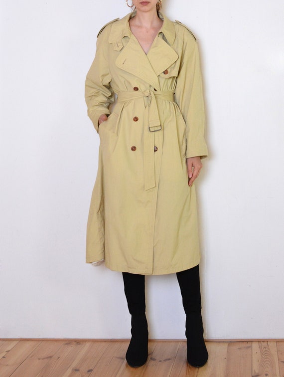 80's Swedish trench coat, yellow beige classic kne