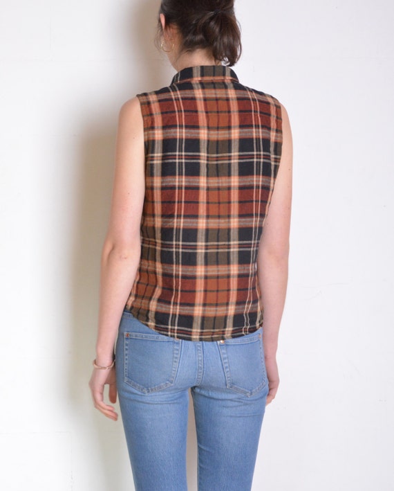 90's Ralph Lauren flax blouse, check plaid sleeve… - image 5