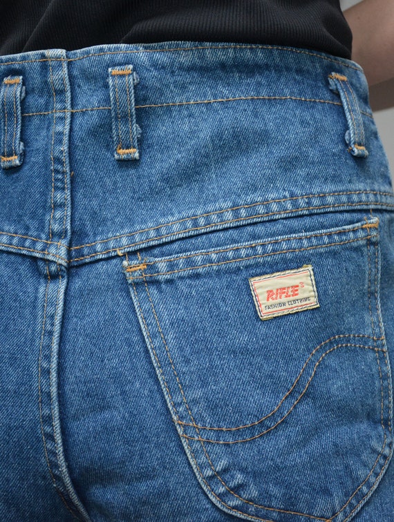 90's  Rifle mom jeans, high waisted cropped blue … - image 6