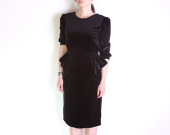 80's Velvet Dress Basque Bodice 80's 