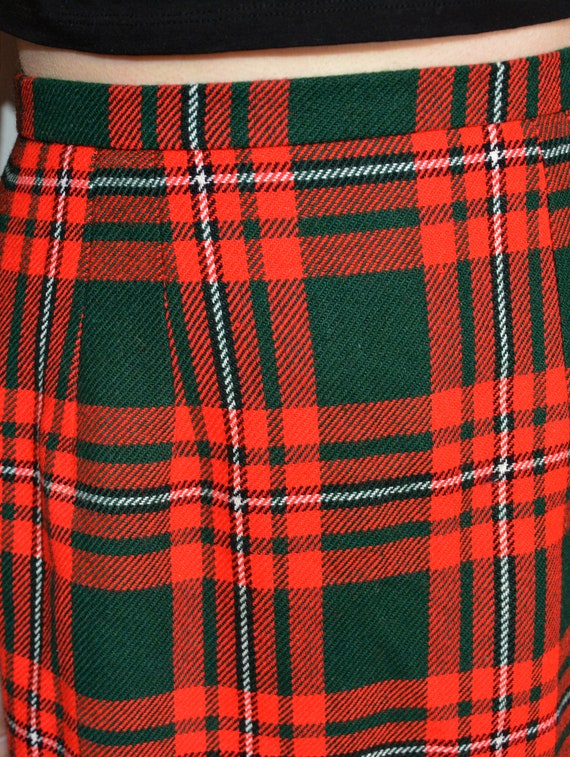 70's long tartan skirt, red and green checked mid… - image 6