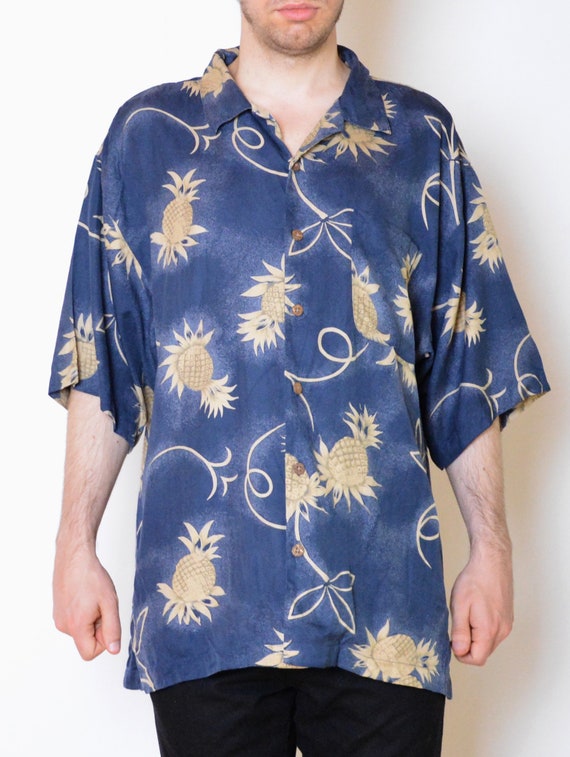 90's Tommy Bahama  silk shirt, pineapple print Ha… - image 6