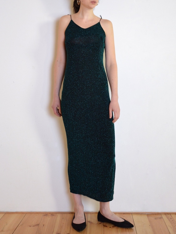 Metallic spaghetti strap dress discount