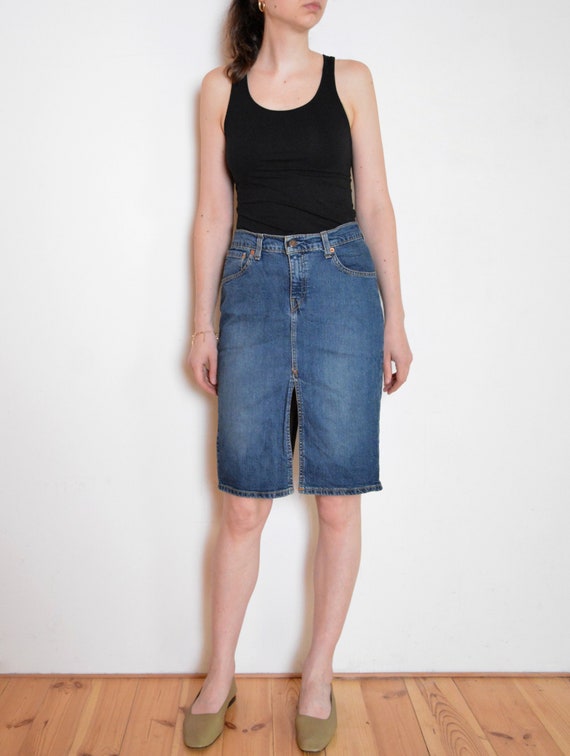 90's Levi Strauss Denim Skirt With Slits Levi's High - Etsy