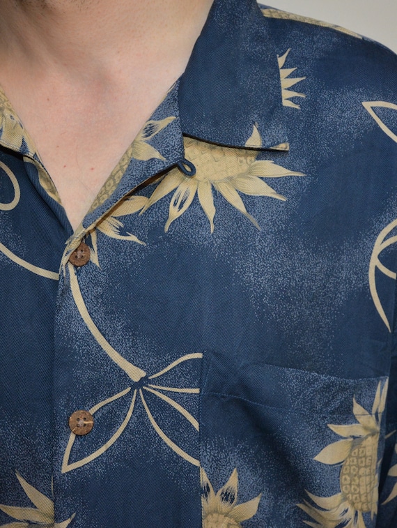 90's Tommy Bahama  silk shirt, pineapple print Ha… - image 8