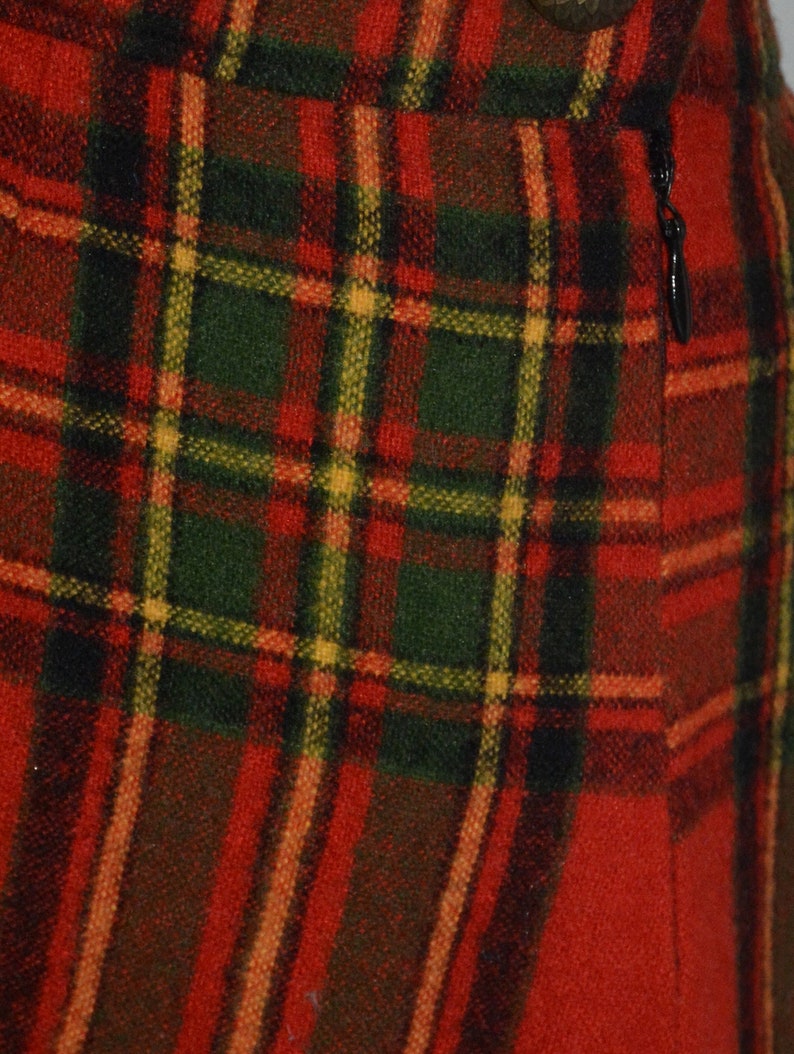midi red plaid skirt checked knee length skirt red 80/'s tartan skirt with pleat detail green black yellow skirt navy