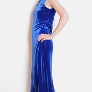 90's cutout details blue velvet mock neck dress, midi dress, minimalist grunge prom dress, evening bodycon long dress electric blue image 4