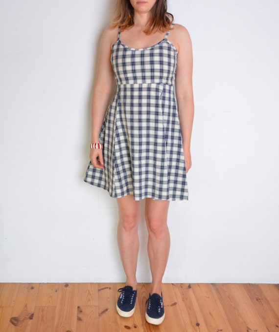 Cotton Plaid Sleeveless Skater Dress Cotton Plaid Sleeveless Skater Dress