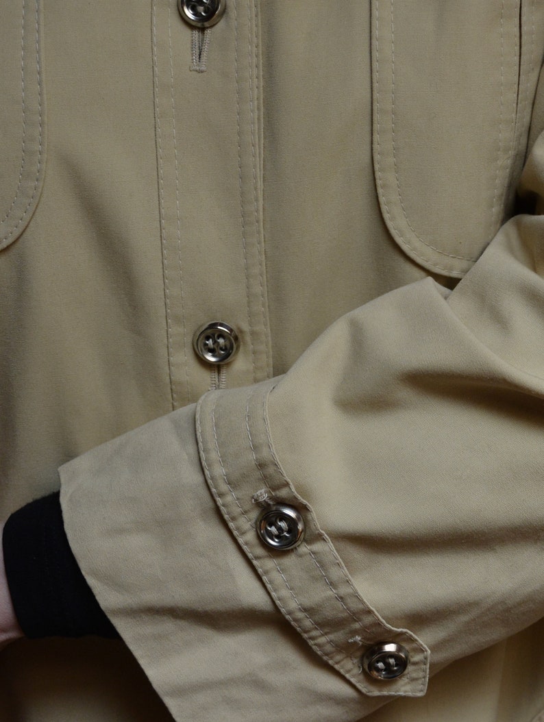 70's beige coat, classic knee length coat, retro old fashioned mac midi coat size medium large image 7