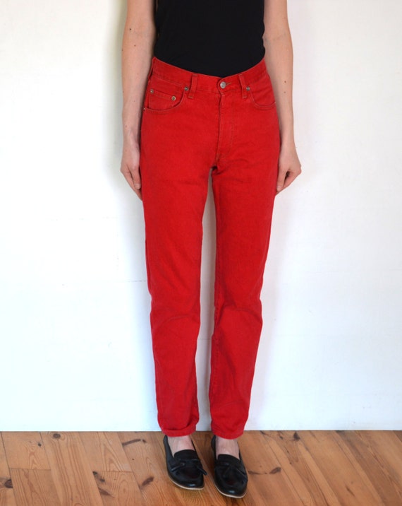 90's Red Levi's Pants, Grunge Pants, Mom Jeans, Red Denim 90's Red Levi's Pants, Grunge Pants, Mom Jeans, Red Denim