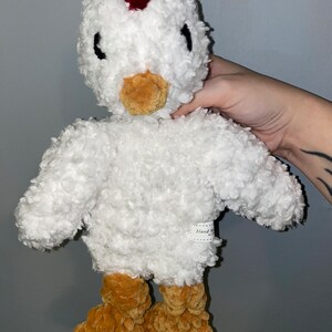 Crocheted cozy soft Sherpa chicken hen lovey meme doll blanket stuffed animal amigurumi