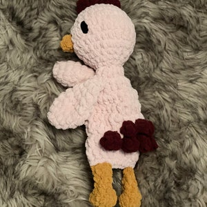 Crocheted Hen Chicken Lovey Meme Doll Stuffed Animal Plushy Amigurumi Baby blanket