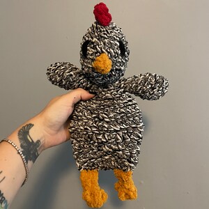 Crocheted quail chicken hen stuffed animal Amigurumi blanket meme lovey