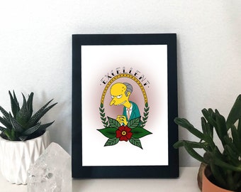 Mr. Burns 'Eccellente' Stampa 5x7, The Simpsons Wall Art