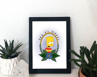 Bart Simpson 'Eat My Shorts' 5x7 Print, The Simpsons Wall Art Home Decor