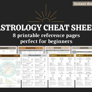 Astrology Cheat Sheet, Astrology Reference Guide for Beginners, Basics in Astrology Bundle, Intro to Astrology Study Guide, Instant Download