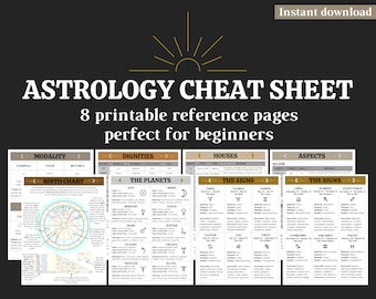 Astrology Cheat Sheet, Astrology Reference Guide for Beginners, Basics in Astrology Bundle, Intro to Astrology Study Guide, Instant Download