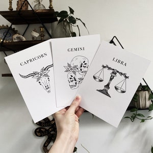 YOUR BIG 3: Astrology 5x7 prints, Aries, Taurus, Gemini, Cancer, Leo, Virgo, Libra, Scorpio, Sagittarius, Capricorn, Aquarius, Pisces