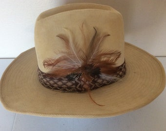 VINTAGE KEYSTON BrownFelted Western hat size 7 3//8