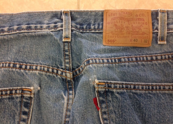 Vintage 90s Levis 505 40x32 Faded Distressed Blue… - image 7