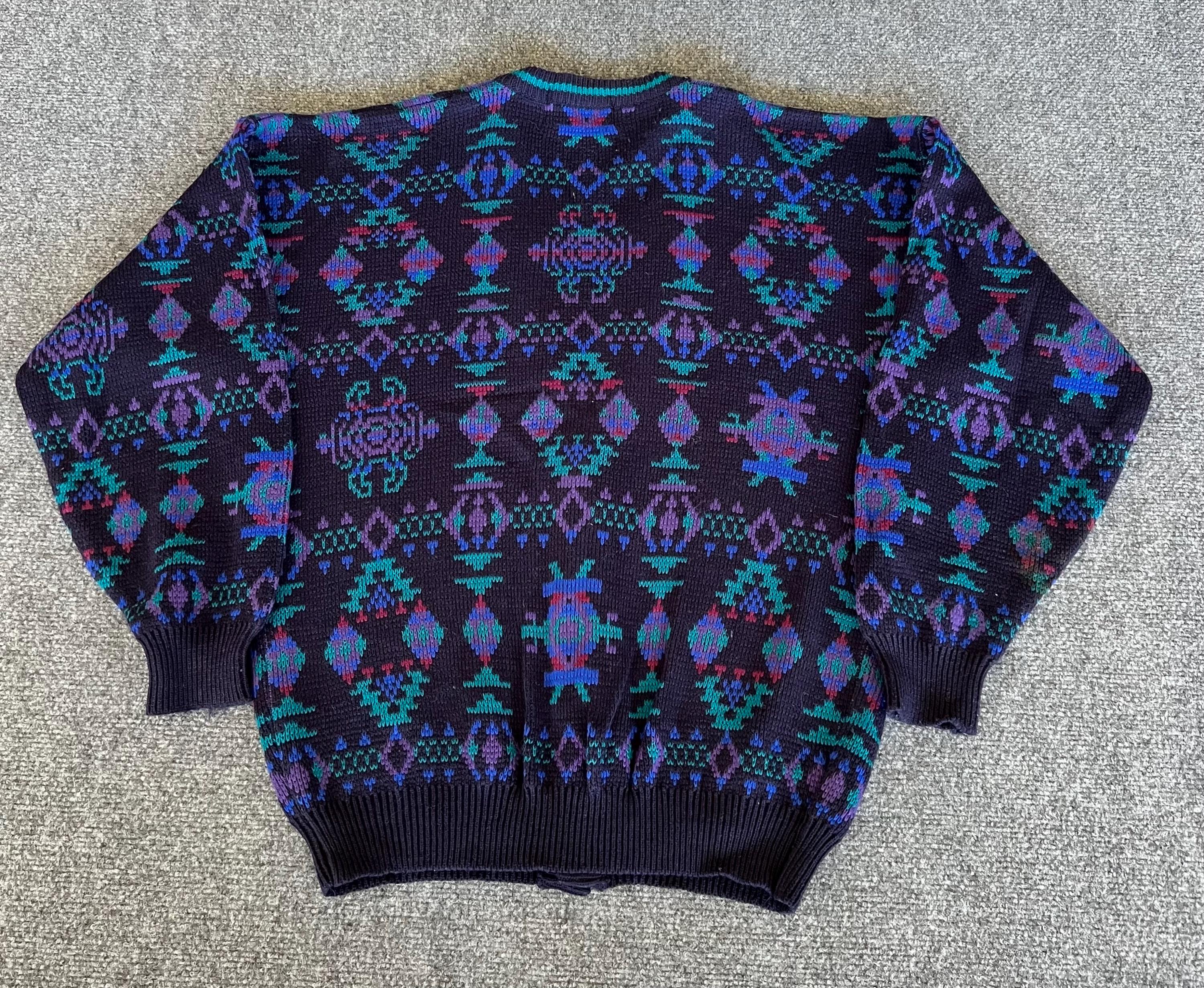 Mcgregor VTG 80s 90s Cardigan Sweater Blue Purple Teal