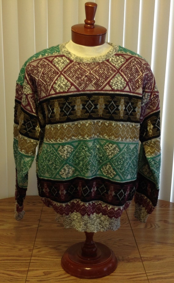 Vintage 90s CC Sport Sweater Multicolor Nordic Ski