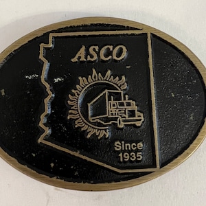 VTG ASCO Belt Buckle Brass 3 1/2” Oval Dyna Buckle Provo Utah