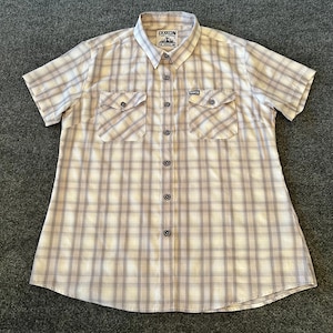 Dixxon The Ridgeline Shirt Womens XL Gray Plaid Short Sleeve Bamboo Blend