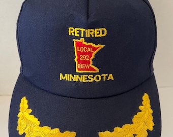 IBEW 292 VTG Hat “Retired Minnesota” Blue Gold Oak Leaf Cluster SnapBack