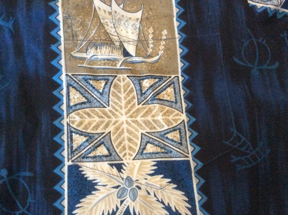 Winnie Fashion Vintage Blue Hawaiian Camp Shirt T… - image 7