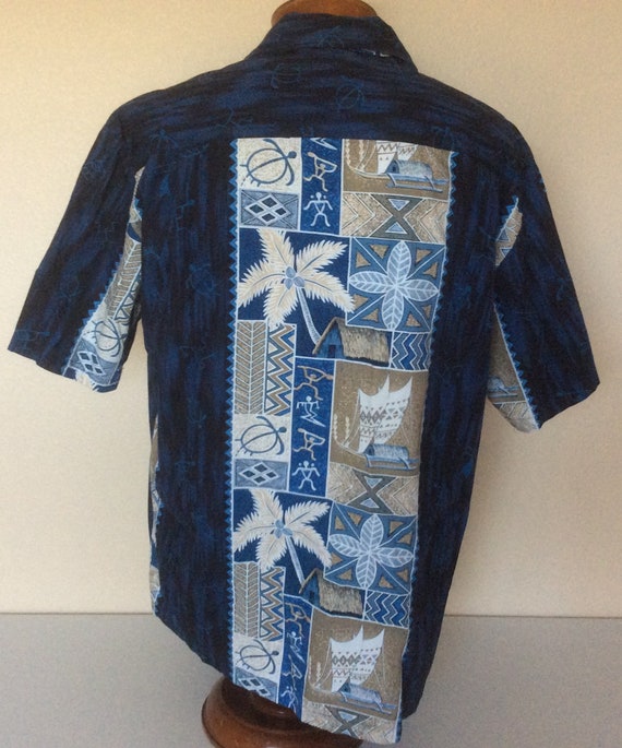 Winnie Fashion Vintage Blue Hawaiian Camp Shirt T… - image 2