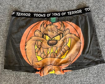 Looney Tunes VTG Tasmanian Devil Lounge Sleep Shorts Halloween Button Front
